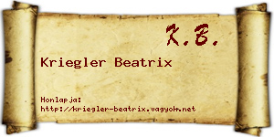 Kriegler Beatrix névjegykártya